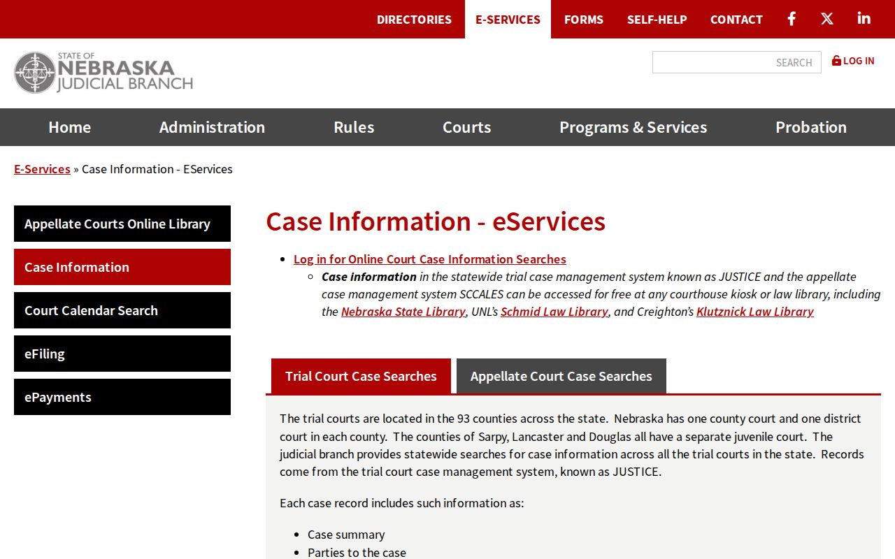 Dawes docket search JUSTICE public case-information overview