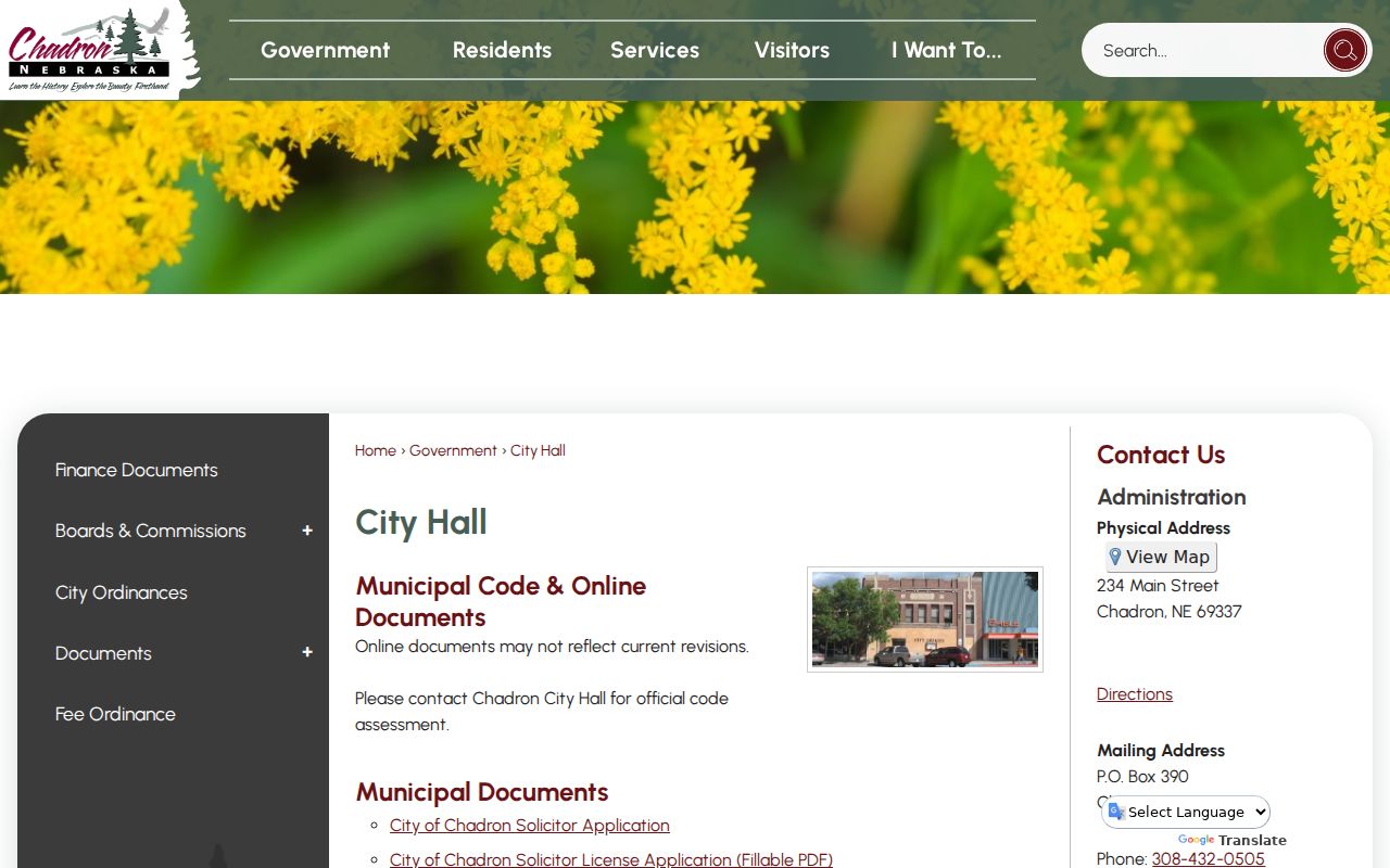 Chadron court records context showing Chadron City Hall