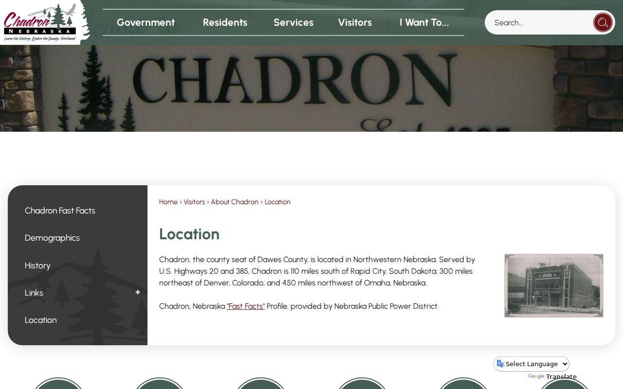 Chadron court records location context from the official Chadron location page