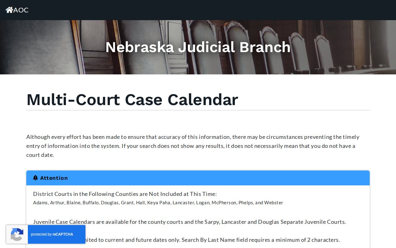 Dawes court schedule Multi-Court Case Calendar search controls