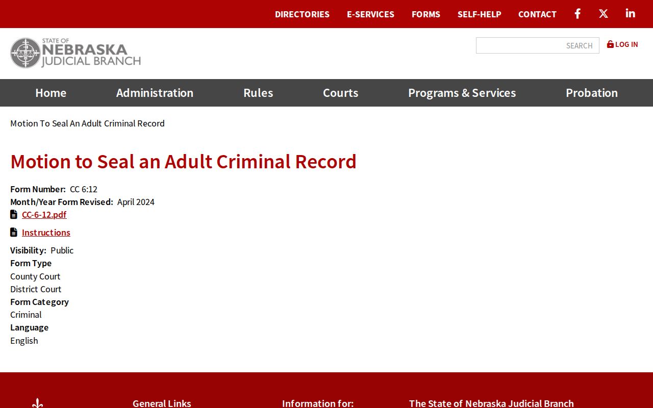 Dawes County criminal court docket adult record sealing motion form