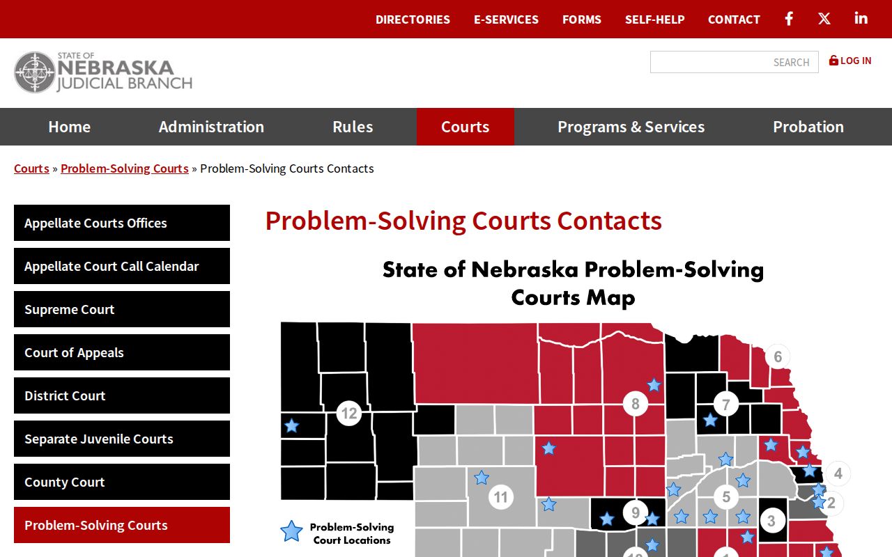 Dawes County criminal court docket District 12 specialty court contact listing