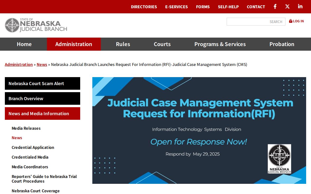 Dawes County court docket research showing Nebraska JUSTICE modernization notice