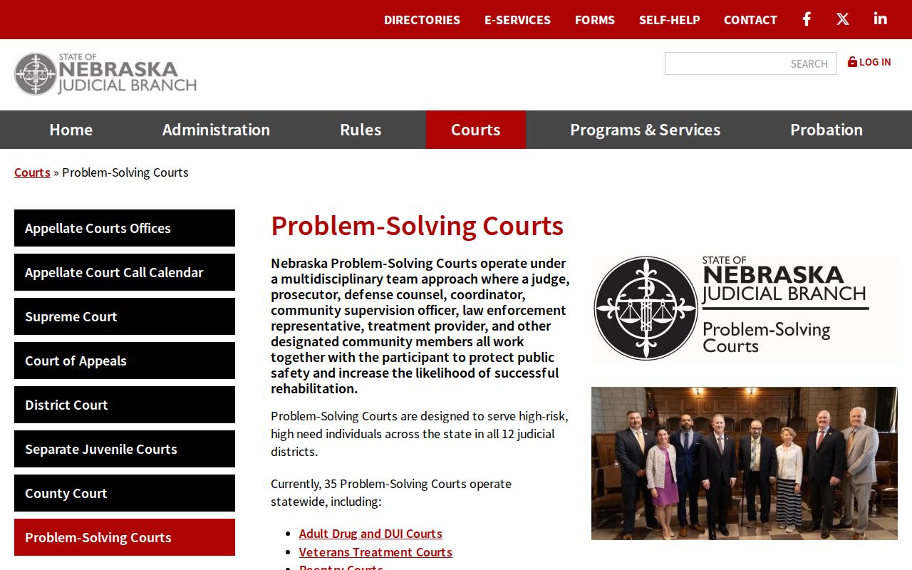 Dawes County court docket context showing Nebraska problem-solving court programs